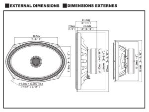 S2 S69 S Series 16x24cm 6x9 inch Coaxial 2 Way Speakers External Dimensions